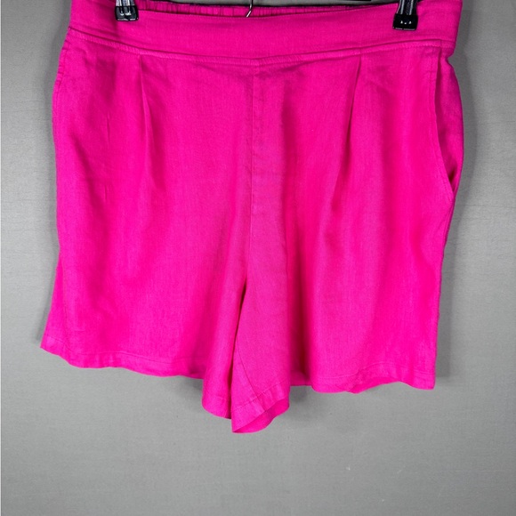 MONROW Linen Pleated Shorts, Raspberry - L - Picture 5 of 6